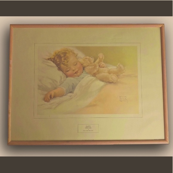 Vintage Framed Art Print by Bessie Pease Gutmann entitled “Happy Dreams” - Picture 1 of 2